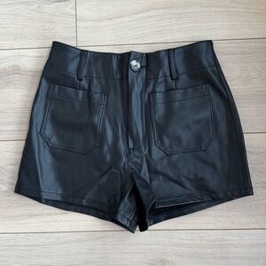 Maeve faux leather shorts in black